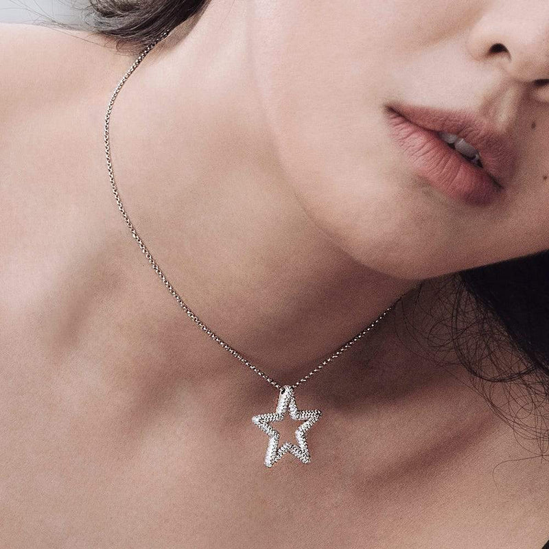 White Star Adjustable Necklace - White Silver