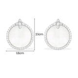 White Nacre Round Earrings - White Silver