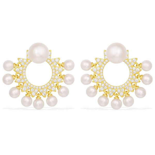 Sun Ear Jackets With Pearls - Yellow Silver