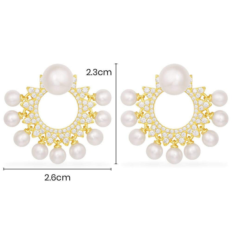 Sun Ear Jackets With Pearls - Yellow Silver