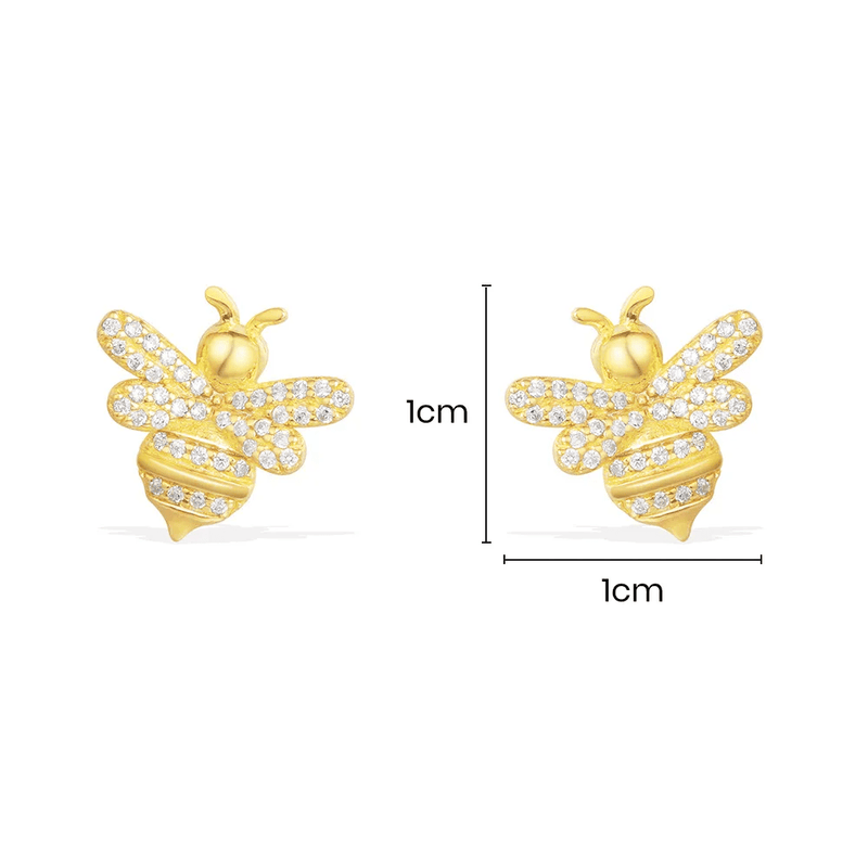 Bee Earrings - Yellow Silver