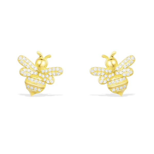 Bee Earrings - Yellow Silver