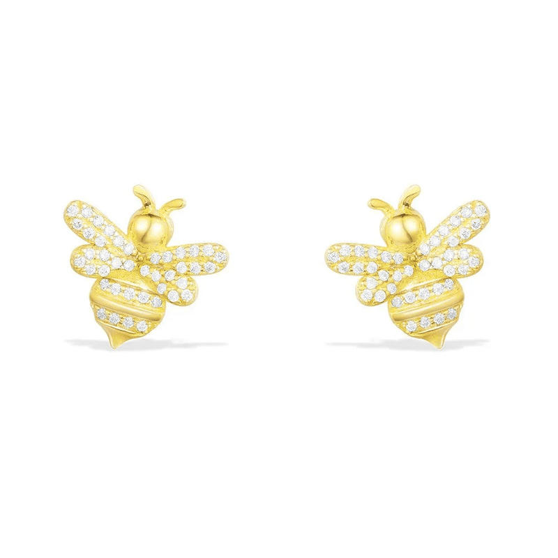 Bee Earrings - Yellow Silver