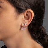 APM Monaco Asymmetric Pink Planet Earring and Stud in white silver