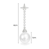 Single Star & Pearl Drop Earring - White Silver