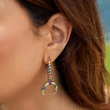 APM Monaco Multicolor Tribal Dropping Mono Earring with Stripes in yellow silver