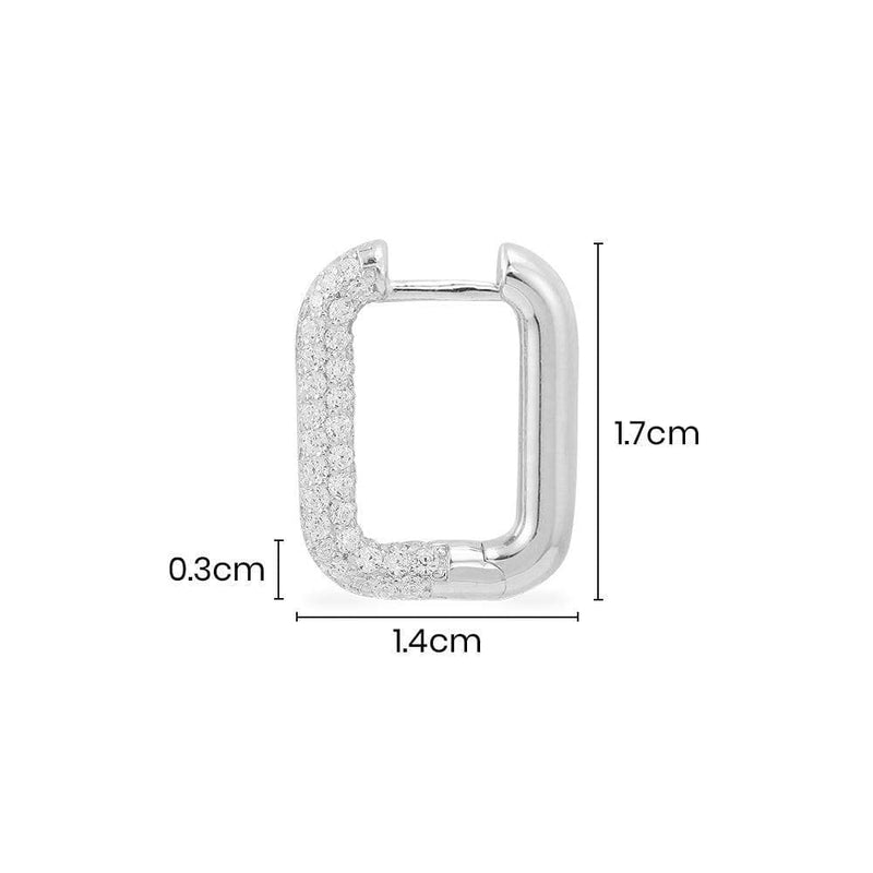 Single Mini Rectangle Earring - Silver