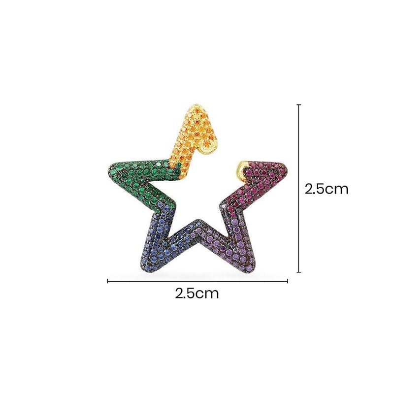 Single Rainbow Star Ear Cuff - Yellow Silver