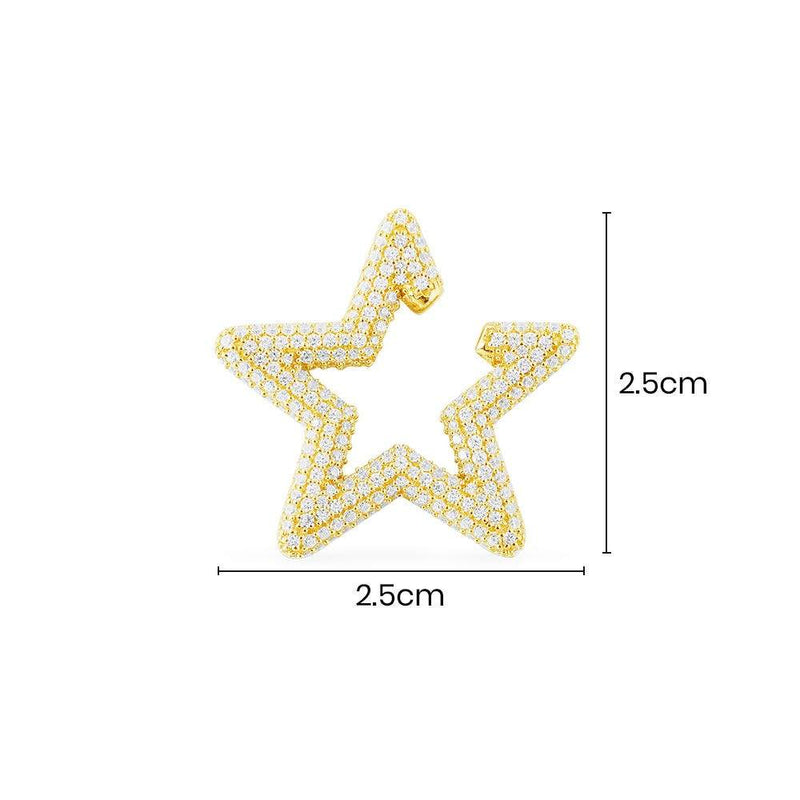 Single White Star Ear Cuff - Yellow Silver