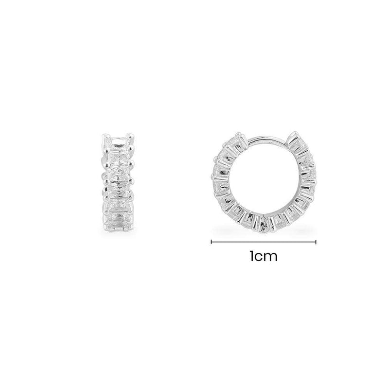 Small Eclat Hoop Earrings - White Silver