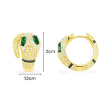 Serpent Hoop Earrings with Green Stones - Yellow Silver