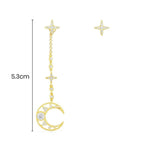 Asymmetric Moon Drop Earring and Stud - Yellow Silver