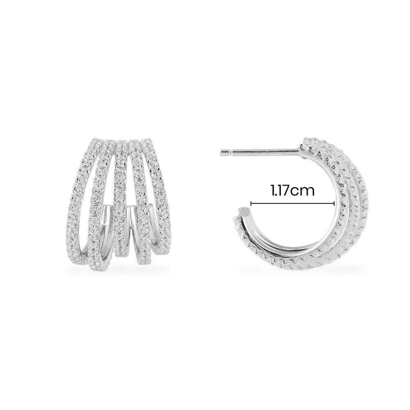 White Hoop Earrings - White Silver