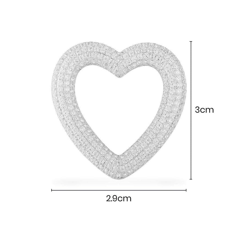 Single Heart Earring - White Silver