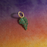 Single Tropical Leaf Earring - Yellow Silver