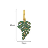 Single Tropical Leaf Earring - Yellow Silver