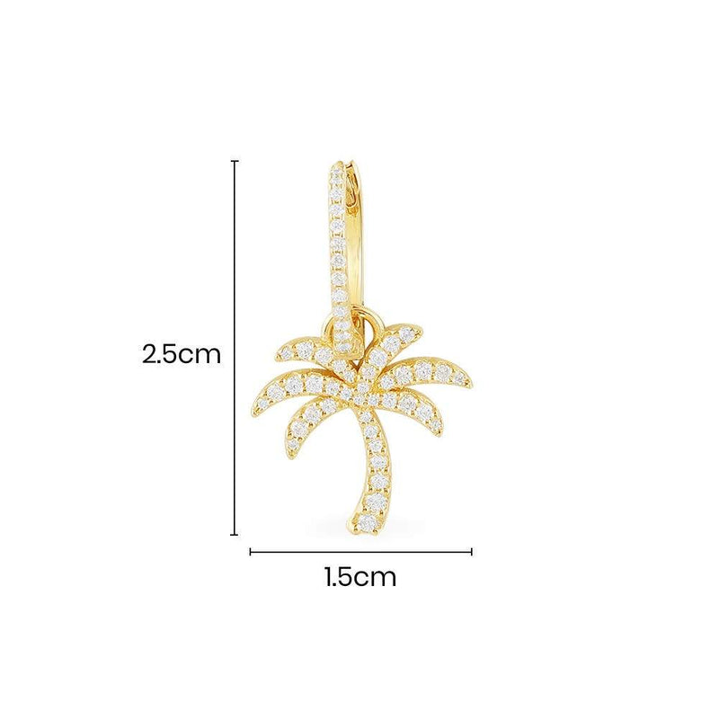 Single Palm Tree Earring - Yellow Silver