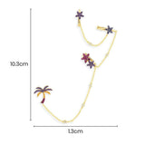 Single Tropical Floral and Palm Tree Ear Cuff - Yellow Silver