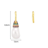 Asymmetric Rainbow Fancy Pearl Earring And Hoop - Yellow Silver