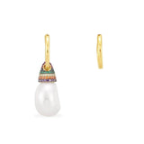 Asymmetric Rainbow Fancy Pearl Earring And Hoop - Yellow Silver