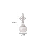 Single Cross Earring with Pearl - White Silver