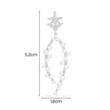 Single Star Drop Earring with Pearls - Silver