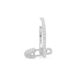 Single Safety Pin Hoop Earring - White Silver