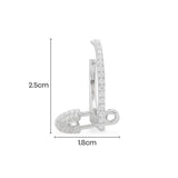 Single Safety Pin Hoop Earring - White Silver