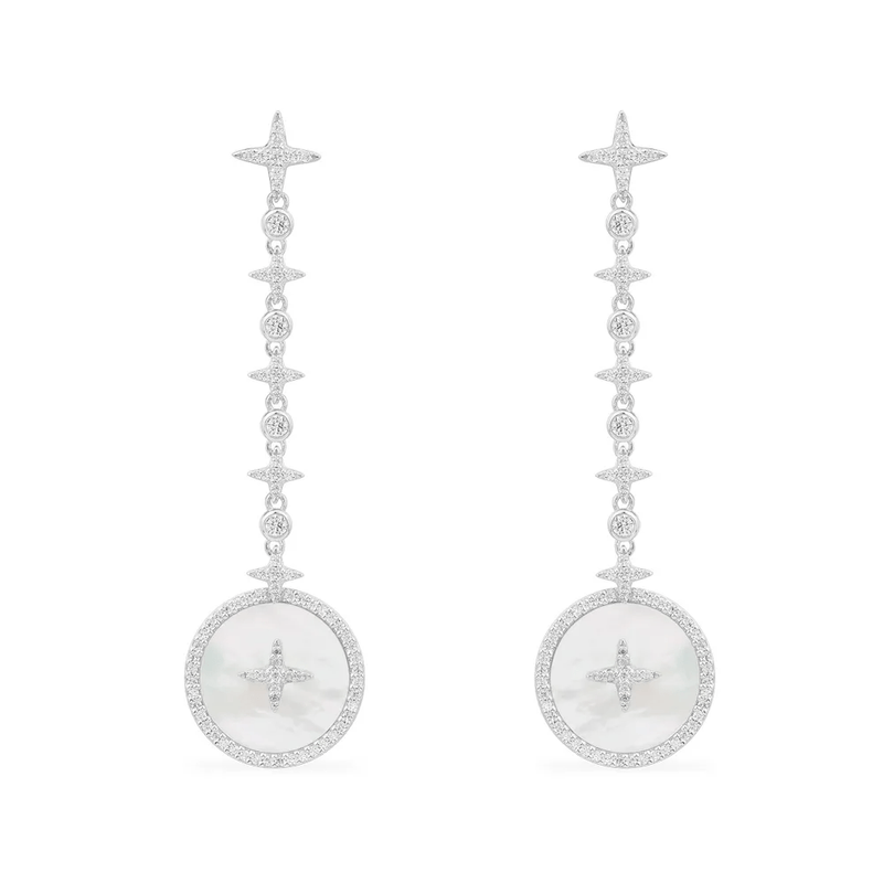 Pearl Drop Earrings - White Silver