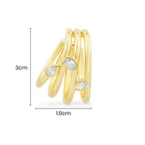 Single Multi-Hoop Ear Cuff with Pear - Yellow Silver