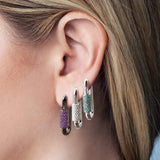 Single Purple Chain Link Earring - Dark Grey Silver