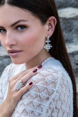 APM Monaco Pavé Météorites & Circles Drop Earrings in Silver