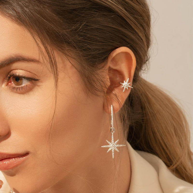 APM Monaco Single Météorites Ear Cuff in White Silver