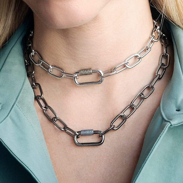 Navy Chain Link (Clippable) -  Dark Grey Silver