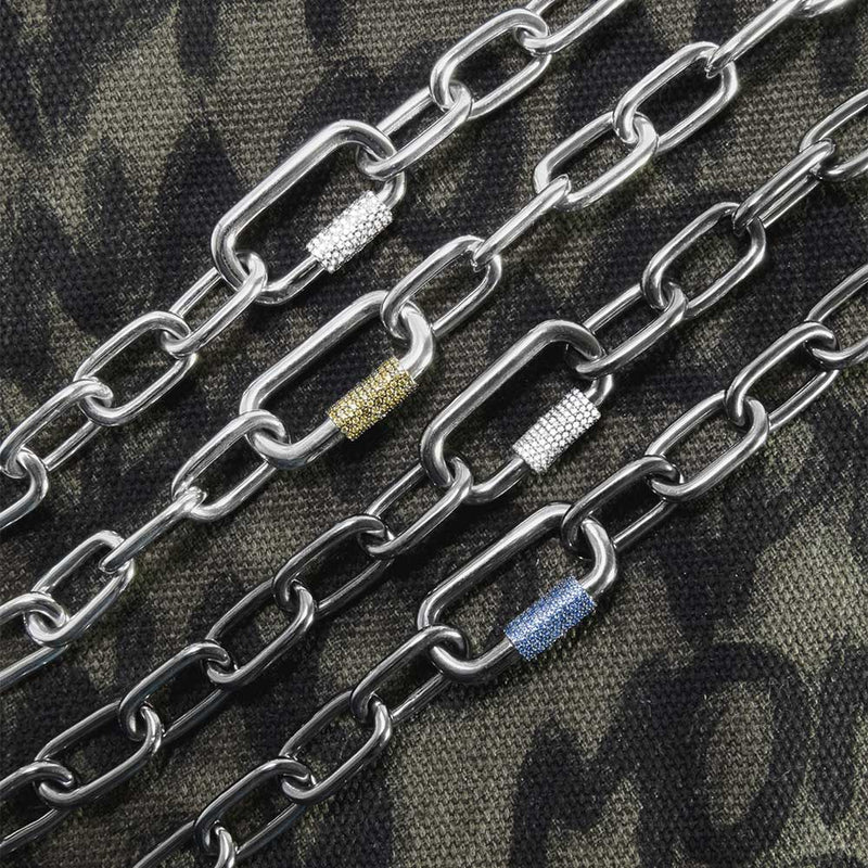 Khaki Chain Link (Clippable) -  White Silver