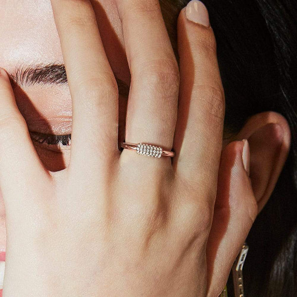 APM Monaco White link hoop ring in pink silver