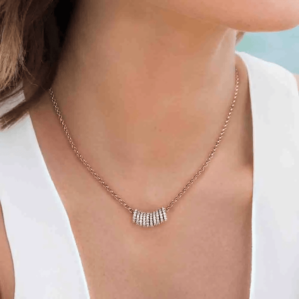 APM Monaco Necklace with Sliding Rings in pink silver