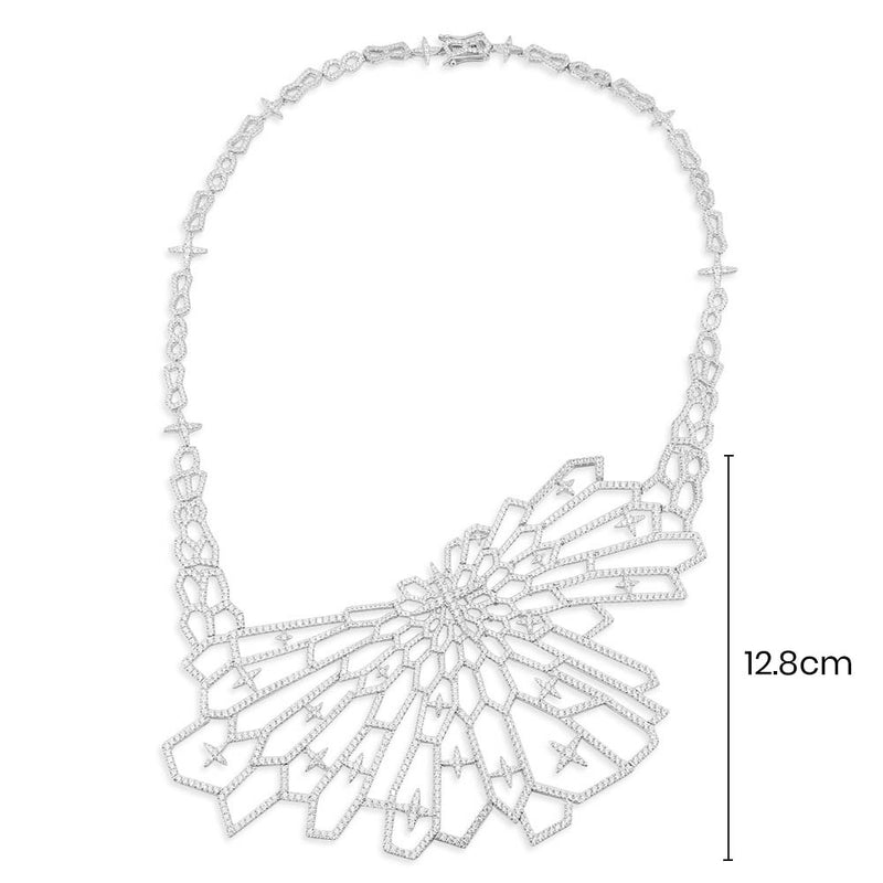 Cutout Statement Necklace - White Silver